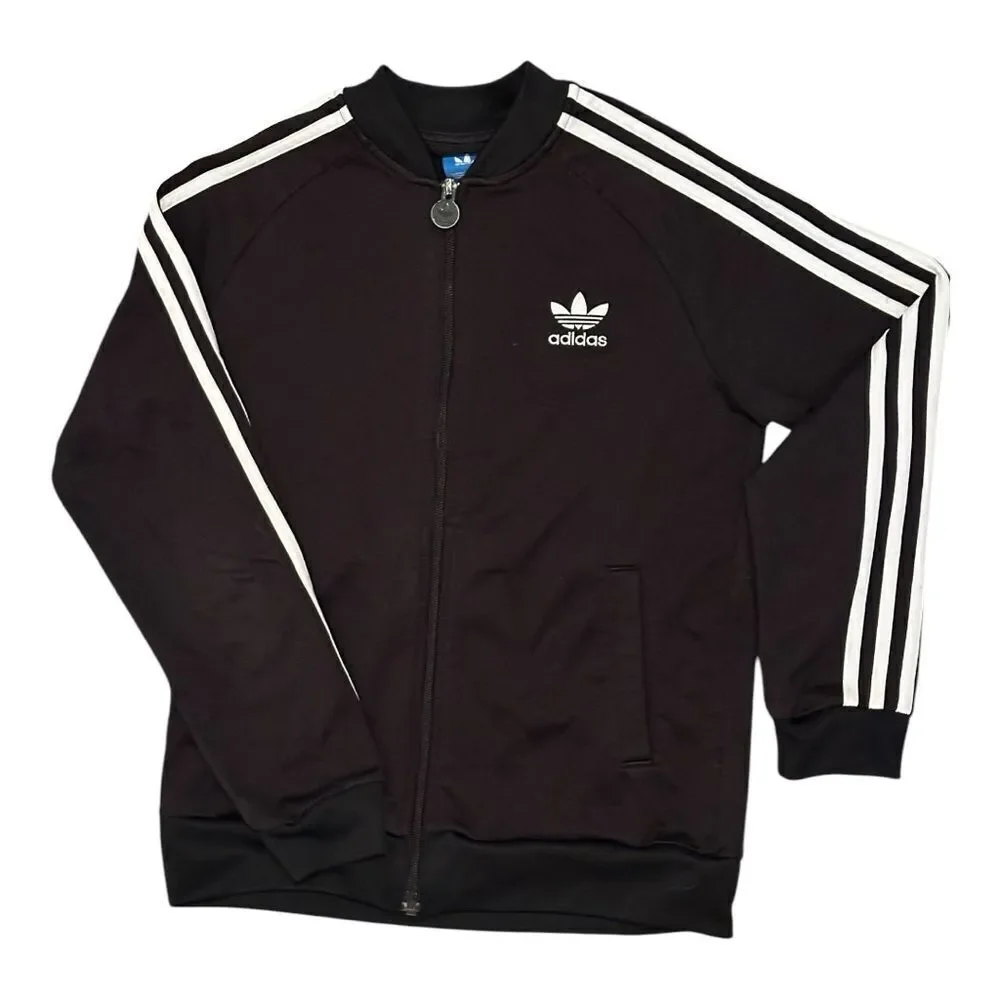 Adidas Track Jacket Boys Size Medium Black